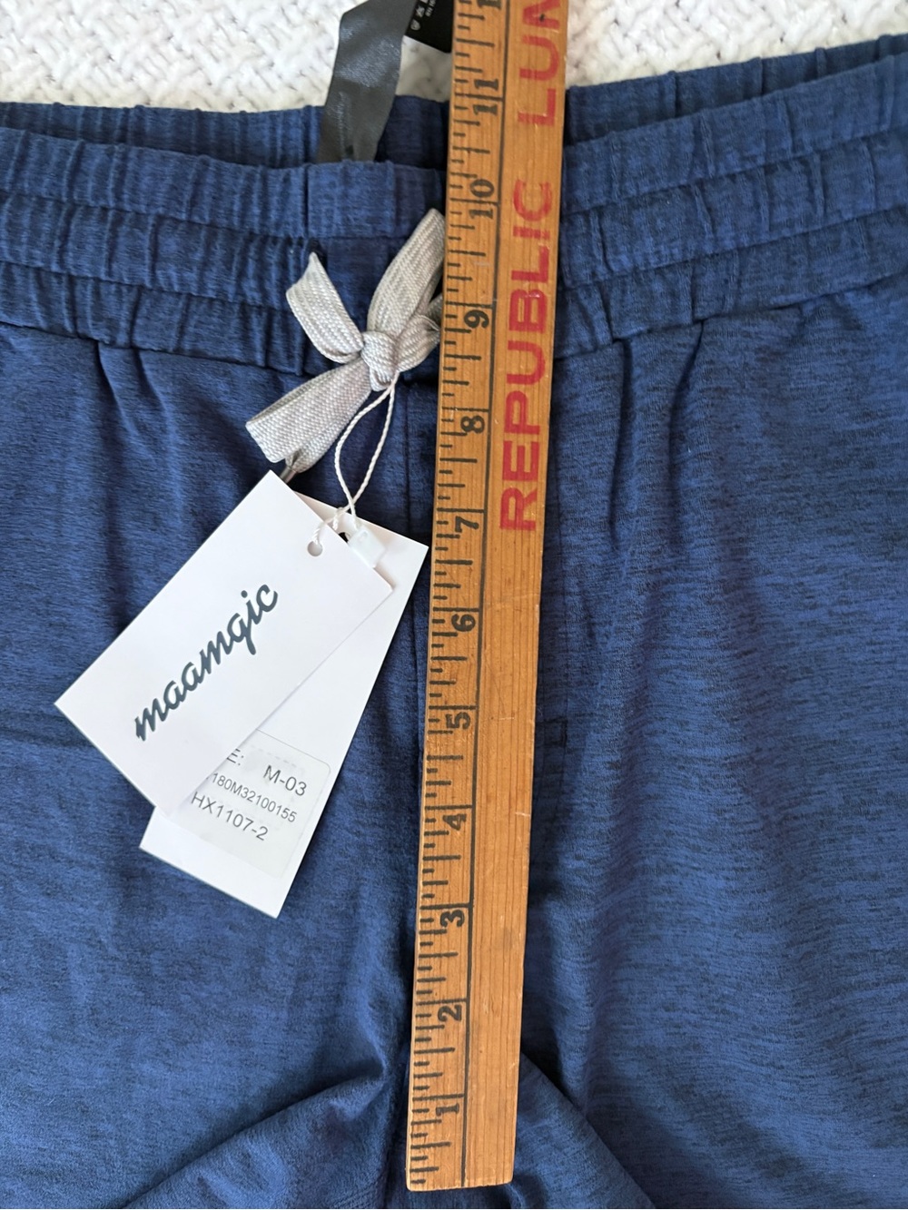 Men's Shorts Navy Heathered MicroKnit Drawstring Athletic Active SZ: M 5” Inseam - Picture 8 of 9